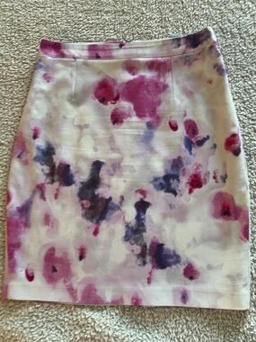 Pink & Purple Watercolor Floral Pencil Skirt